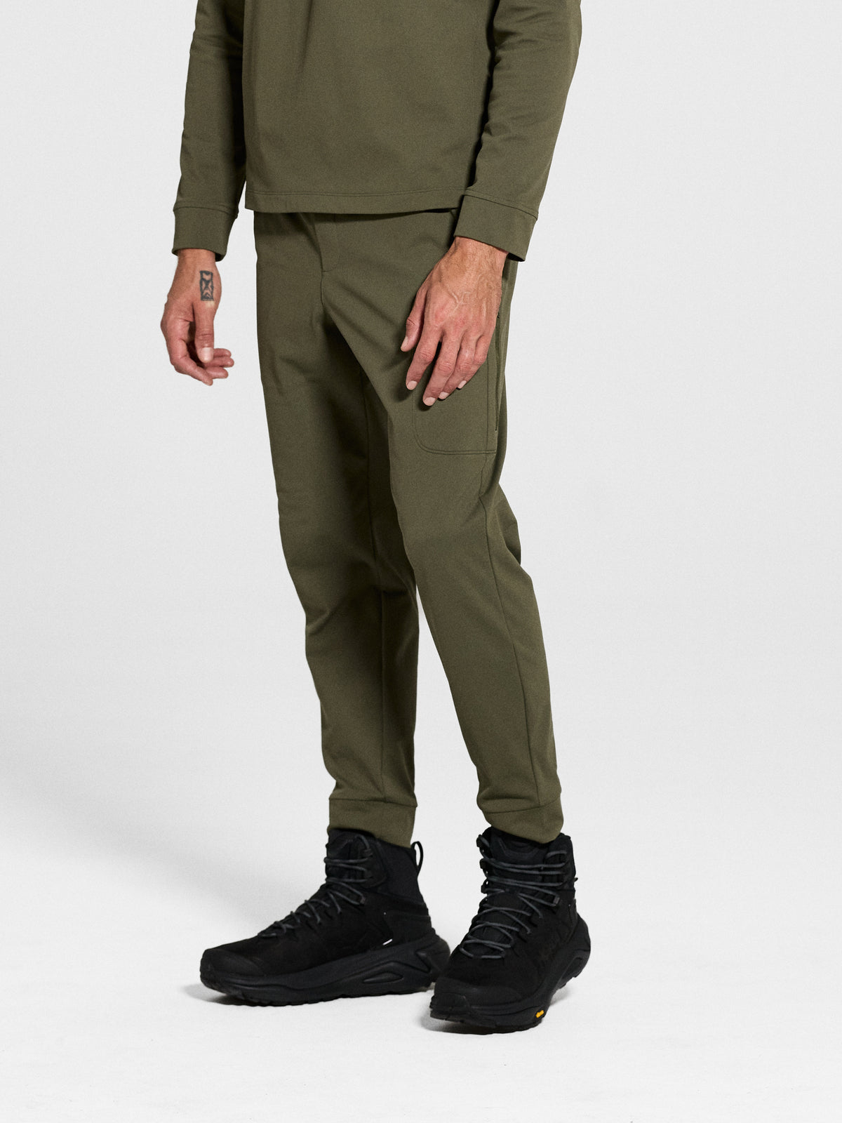 Drift Jogger in Olive, side view