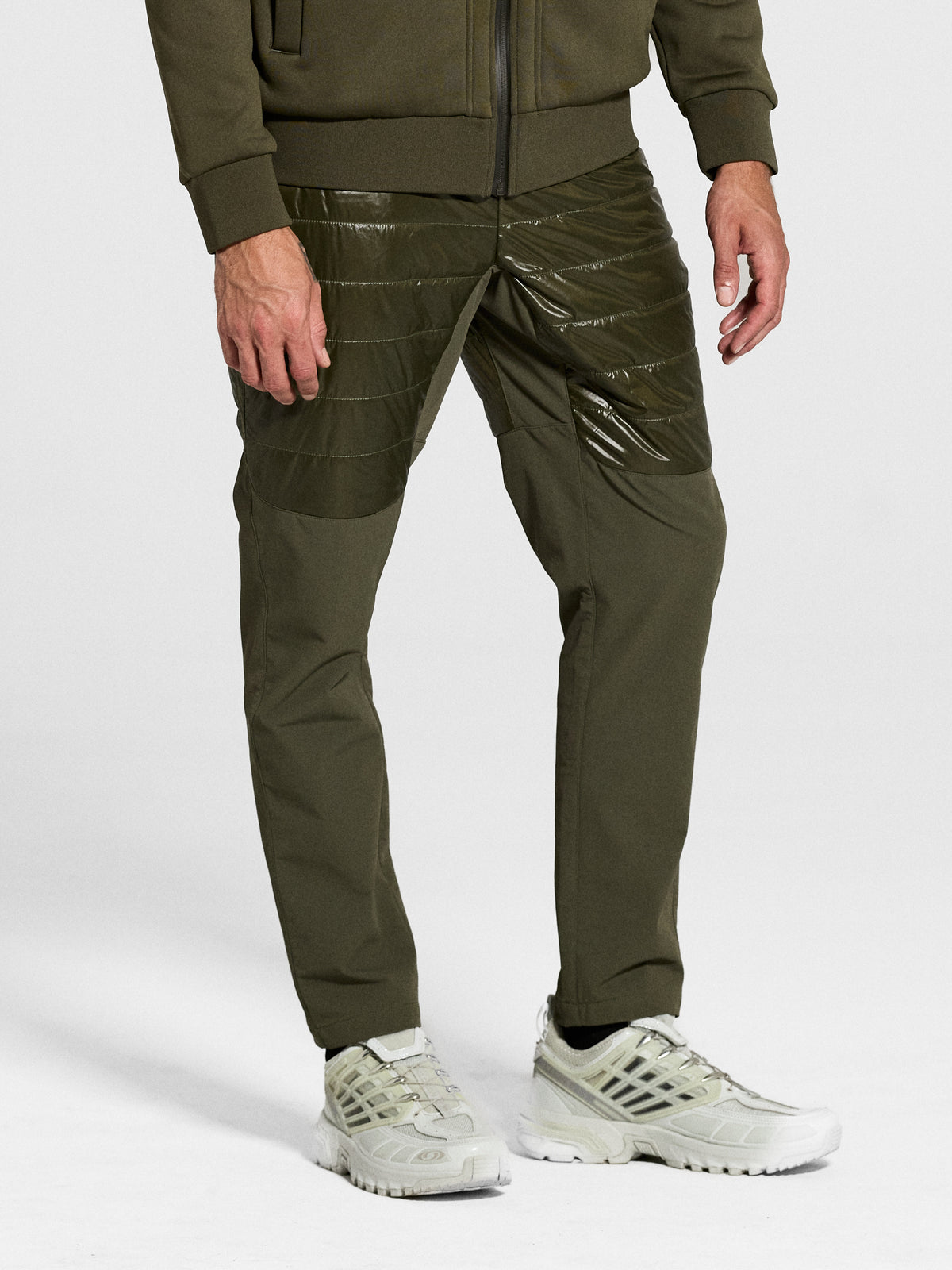 Rogue Pant in Olive, three-quarter view